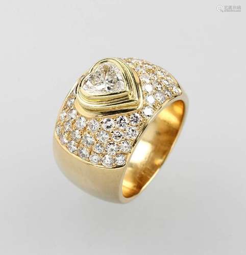 18 kt gold ring with diamond and brilliants