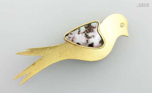 18 kt gold brooch 'bird' with opal
