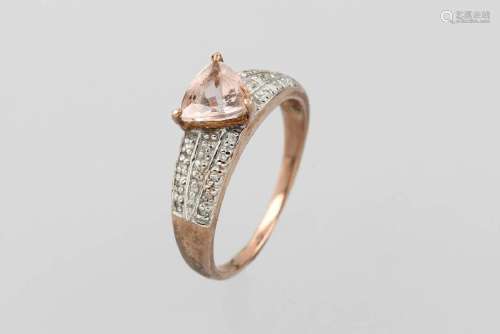 10 kt gold ring with kunzite and diamonds