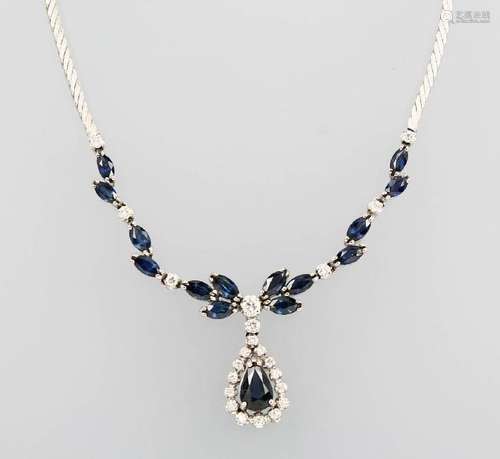 18 kt gold necklace with sapphires and diamonds