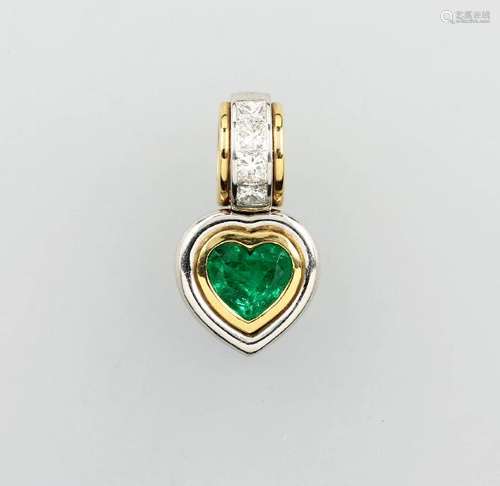 18 kt gold LEO WITTWER heartpendant with emerald and