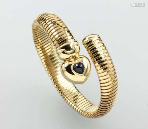 14 kt gold snake bracelet with sapphire
