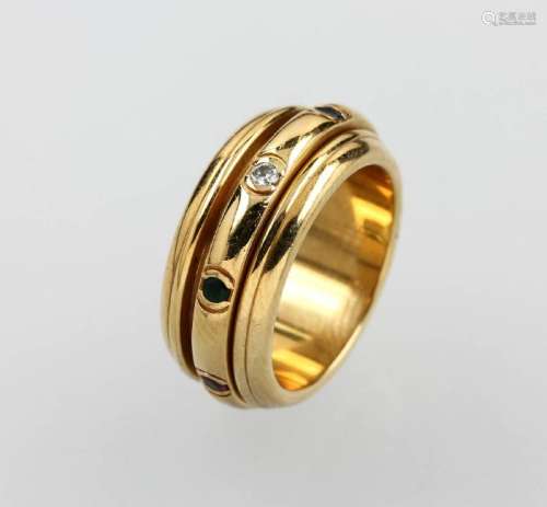 18 kt gold PIAGET ring with coloured stones and
