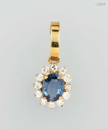 18 kt gold clippendant with sapphire and brilliants