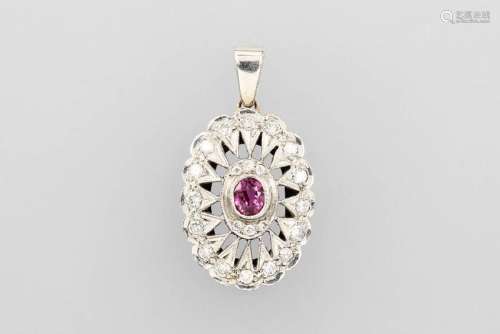 14 kt gold pendant with ruby and brilliants