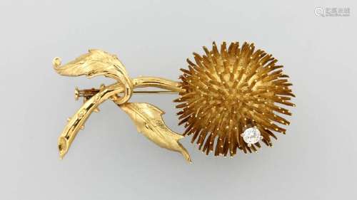 18 kt gold brooch 'thistle' with brilliant