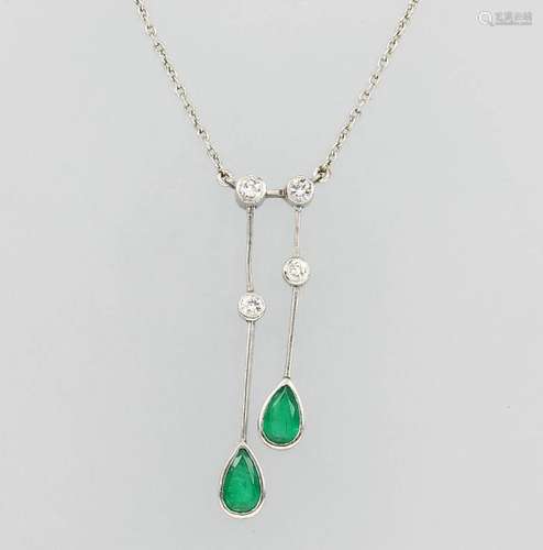 Platinum necklace with emeralds and diamonds