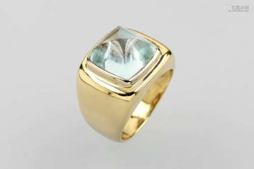 18 kt gold ring with aquamarine