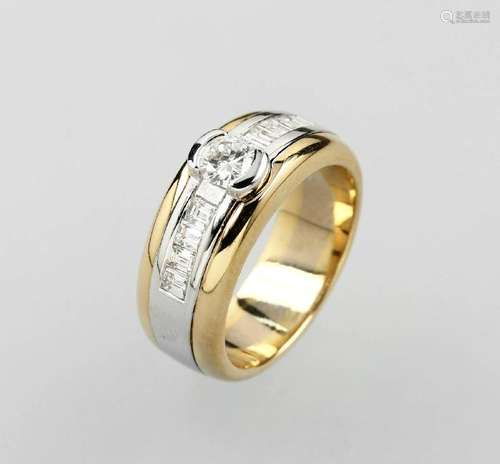 18 kt gold ring with brilliant and diamonds