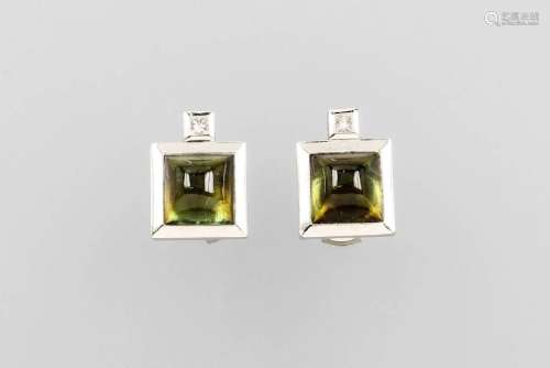 Pair of 18 kt gold earrings with tourmalines and