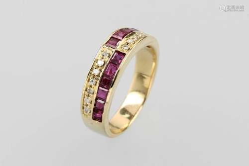 18 kt gold ring with rubies and brilliants