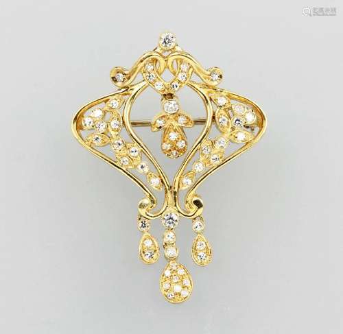 18 kt gold brooch with diamonds