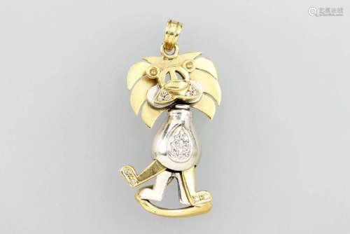 18 kt gold pendant 'lion' with brilliants