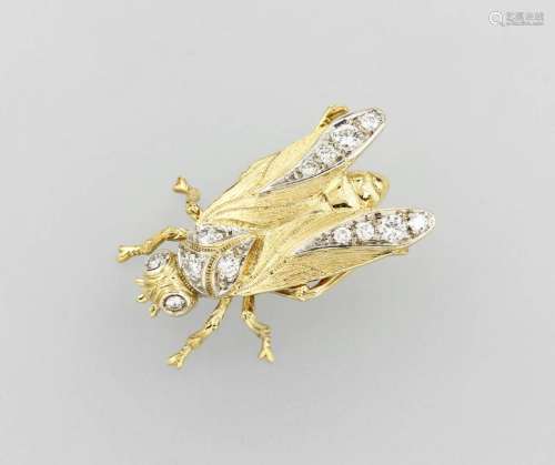 14 kt gold brooch 'fly' with brilliants