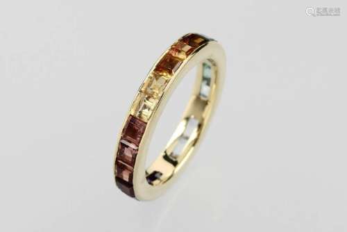 14 kt gold memoryring with tourmalines