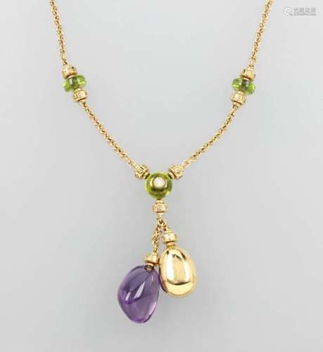 18 kt gold BULGARI necklace with coloured stones and