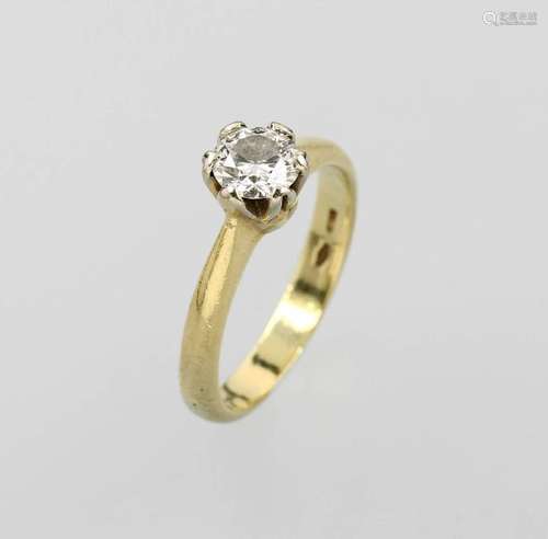 18 kt gold solitaire ring with brilliant