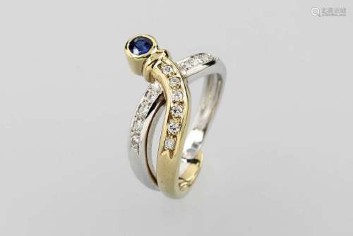 14 kt gold snakering with sapphire and brilliants