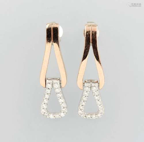 Pair of 14 kt gold earrings with diamonds