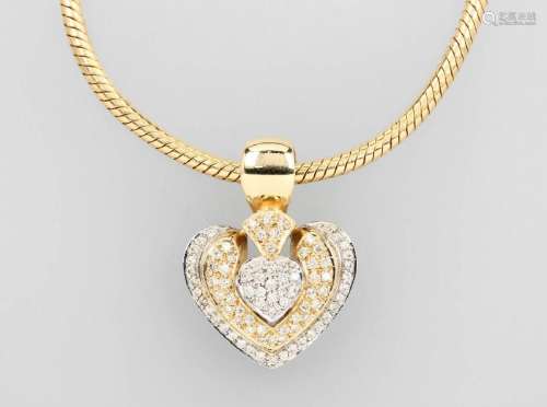 14 kt gold heart clip pendant with brilliants