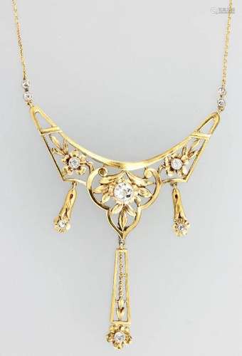 18 kt gold Art Nouveau necklace with diamonds