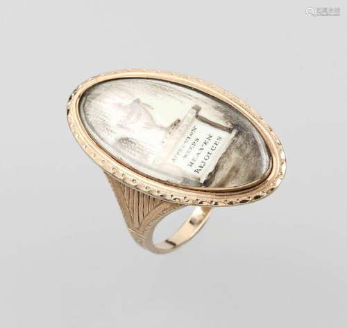 14 kt gold ring with hairinlay, England approx. 1790s