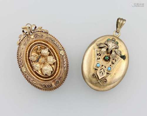 Locketpendant and brooch, german approx. 1850/60