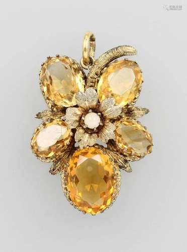 Pendant with citrines, Idar-Oberstein approx. 1880s