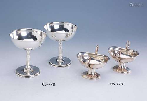 4 ice-/champagne bowls, silver 925, Mexico