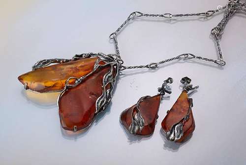 Lot with amber, Poland, 800 silver