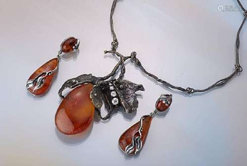 Lot with amber, Poland, silver