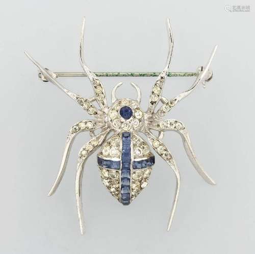 Brooch 'spider' with rhine stones