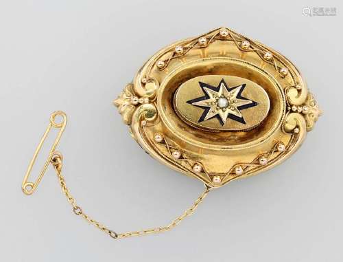 14 kt gold memorybrooch, german approx. 1840/60