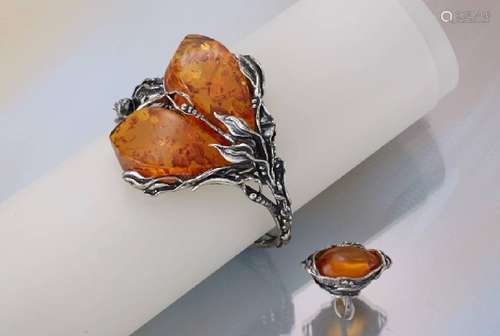 Lot with amber, silver, Poland