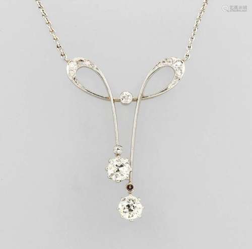 Art Nouveau necklace with diamonds, german approx.