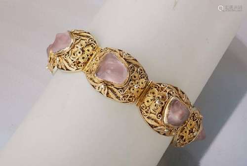 Bracelet with rose quartz, China approx. 1950s