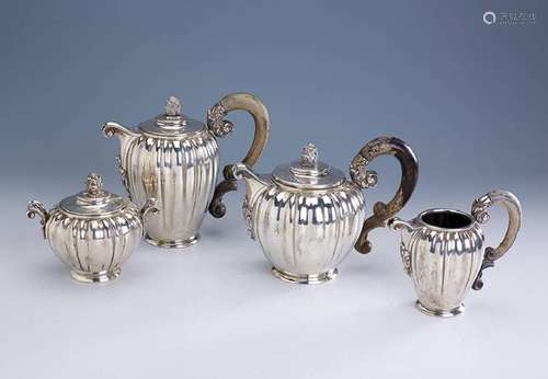 4-piece coffee- and teaset, german approx. 1900