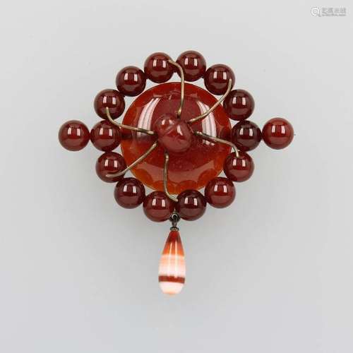 Brooch with agates, Idar Oberstein approx. 1880s