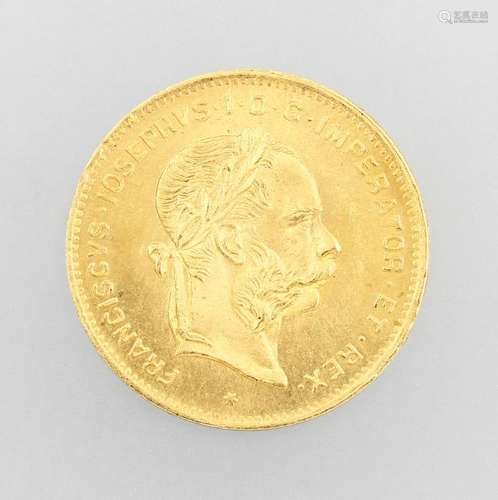 Gold coin, 4 Florin 10 Swiss Francs, Austria- Hungary,