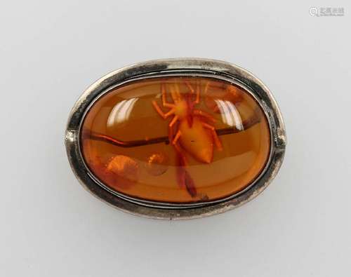 Brooch with amber, Poland, silver