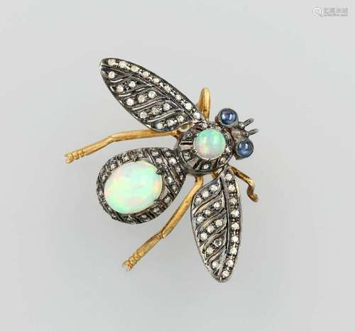 Brooch 'insect' with opal, diamonds and sapphires,