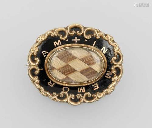 8 kt gold brooch with hairinlay, England approx. 1830s