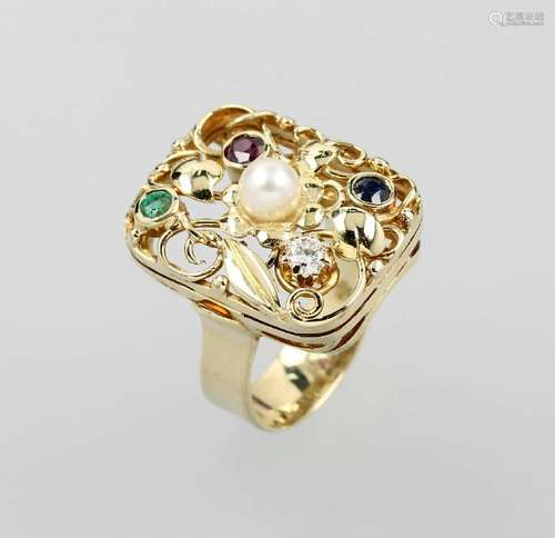 14 kt gold ring with leaves