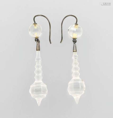 Pair of earrings with rock crystal