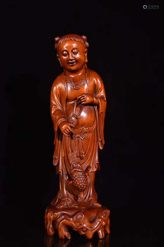 A BOXWOOD ORNAMENTS LATE QING DYNASTY