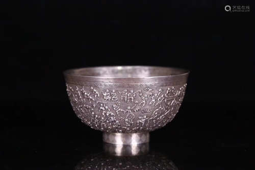 A QING DYNASTY OLD SILVER BOWL