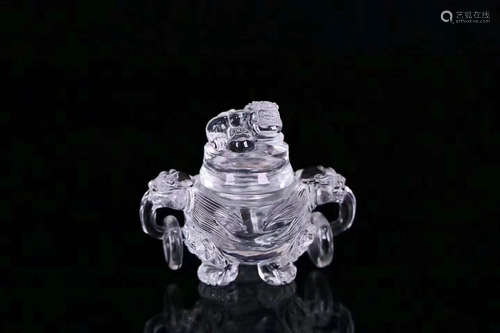 A CRYSTAL TRIPLE FEET CENSER  LATE QING DYNASTY