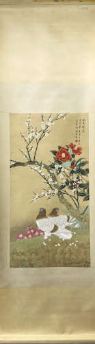 A YU JI GAO  FINE BRUSHWORK FLOWERS AND BIRDS
