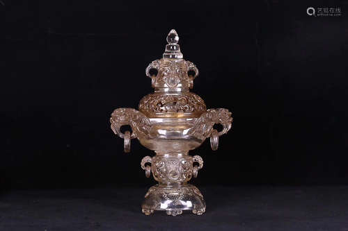 A QING DYNASTY CRYSTAL CENSER