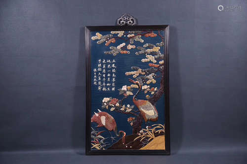 A ROSEWOOD LACQUER BASE SQUARE HANGING SCREEN, QING DYNASTY